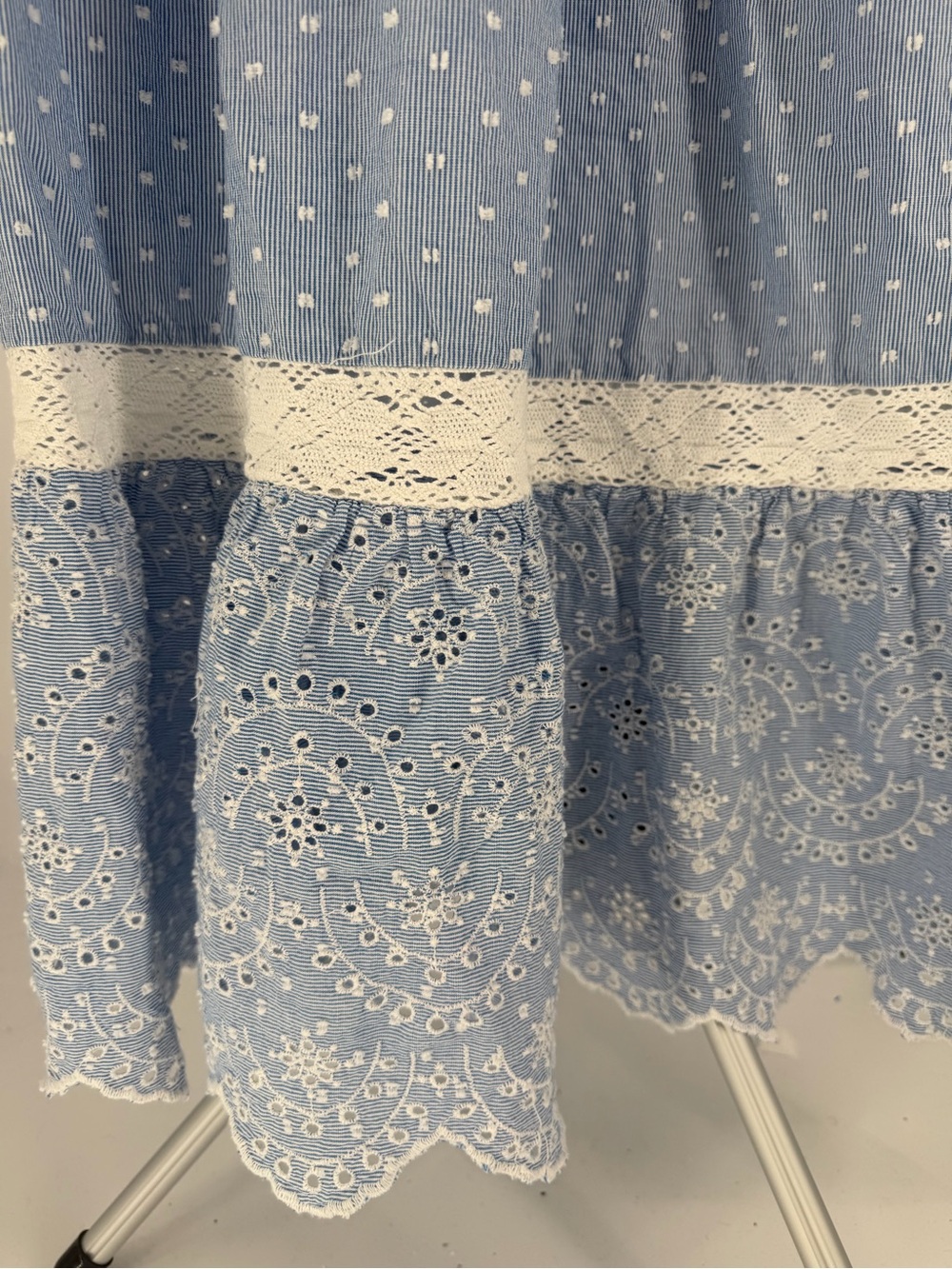Shabby Chic Blue and White Striped Eyelet Sundress - Picture 2 of 9